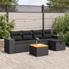 vidaXL 6-tlg. Garten-Sofagarnitur mit Kissen Schwarz Poly Rattan