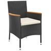 vidaXL 3-tlg. Garten-Bistro-Set mit Kissen Schwarz Poly Rattan
