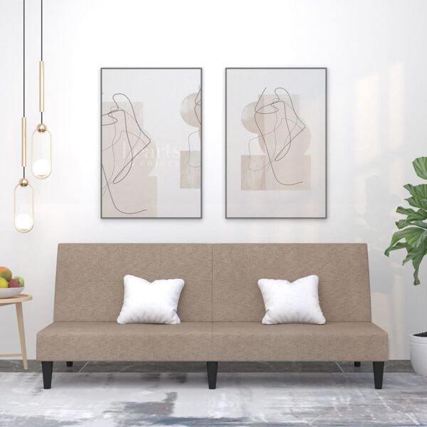 vidaXL Schlafsofa 2-Sitzer Taupe Mikrofasergewebe