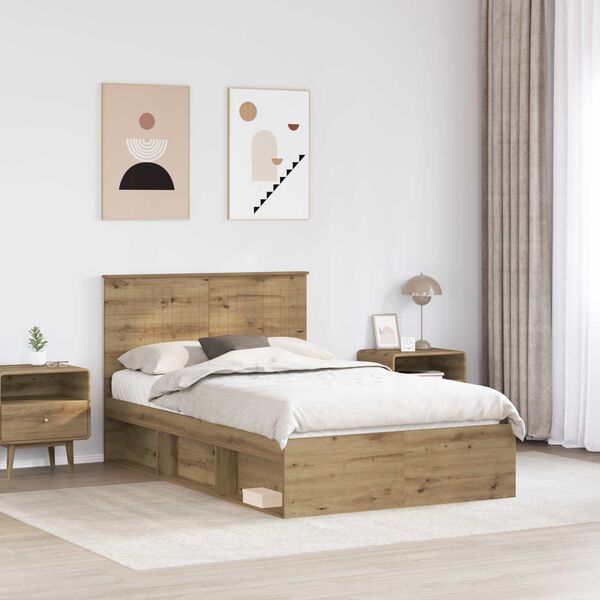 vidaXL Bettrahmen mit Kopfteil Kunsthandwerk Eiche 120 x 200 cm