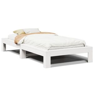 vidaXL Massivholzbett ohne Matratze Wei&szlig; 75x190 cm Kiefernholz