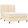 vidaXL Boxspringbett mit Matratze Creme 140x200 cm Stoff