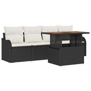 vidaXL Gartensofa-set mit Speicher 5 pcs Schwarz Poly-Rattan