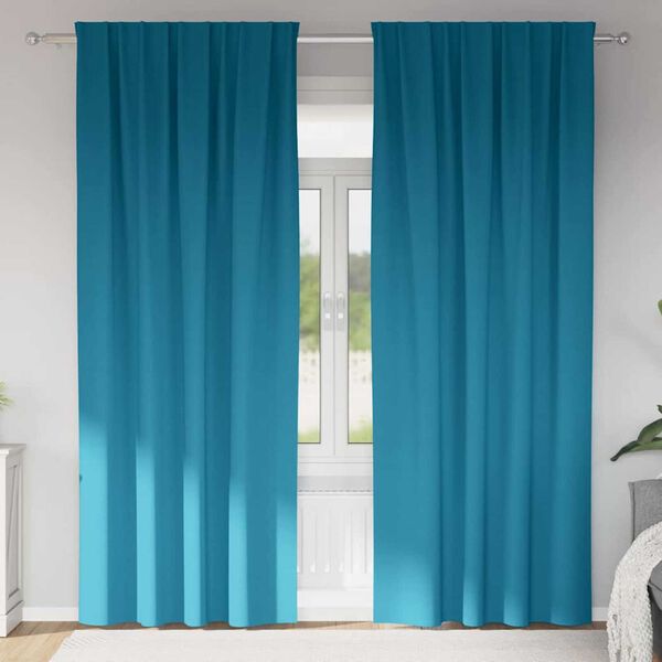 vidaXL Verdunkelungs-Vorh&auml;nge mit Ringen 2 pcs T&uuml;rkis 225 x 140 cm