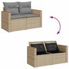 vidaXL 5-tlg. Garten-Sofagarnitur mit Kissen Beige Poly Rattan Akazie