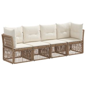 vidaXL Gartensofa-set 4 pcs Beige Poly-Rattan