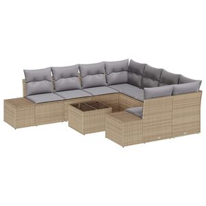 vidaXL Sofa Set mit Kissen 9 pcs Beige Poly Rattan