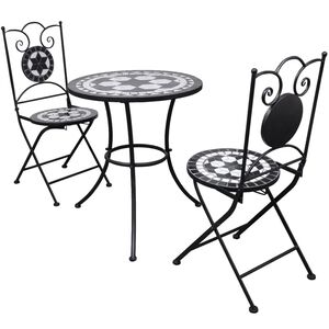 vidaXL 3-tlg. Bistro-Set Keramik Schwarz und Wei&szlig;