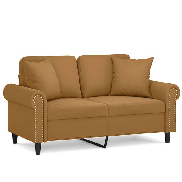 vidaXL 2-Sitzer-Sofa mit Zierkissen Braun 120 cm Samt