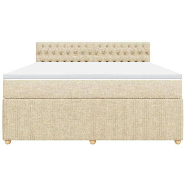 vidaXL Boxspringbett mit Matratze Creme 180x200 cm Stoff