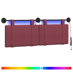 vidaXL H&auml;ngendes Kopfteil Mit LED Licht Weinrot Stoff