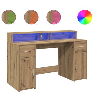 vidaXL LED-Schreibtisch Artisan-Eiche 140x55x91 Holzwerkstoff