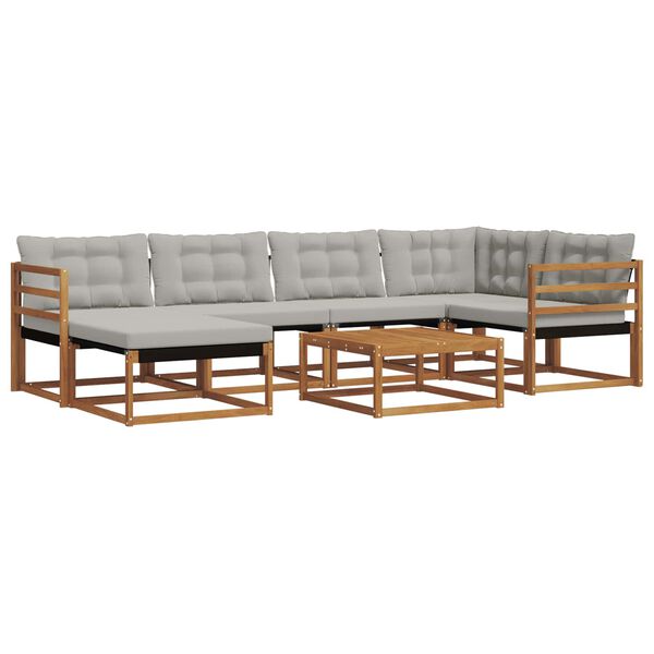 vidaXL Outdoor-Sofagarnitur mit Kissen 7 pcs Nat&uuml;rlich und Hellgrau
