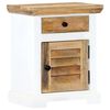 vidaXL Nachttisch Wei&szlig; und Braun 40x30x50 cm Massivholz Mango