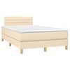 vidaXL Boxspringbett mit Matratze & LED Creme 120x190 cm Stoff