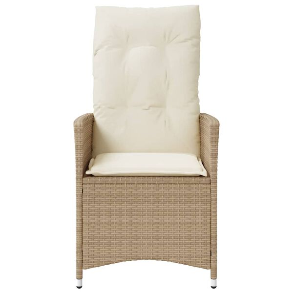 vidaXL Gartensessel mit Kissen 2 Stk. Verstellbar Beige Poly Rattan