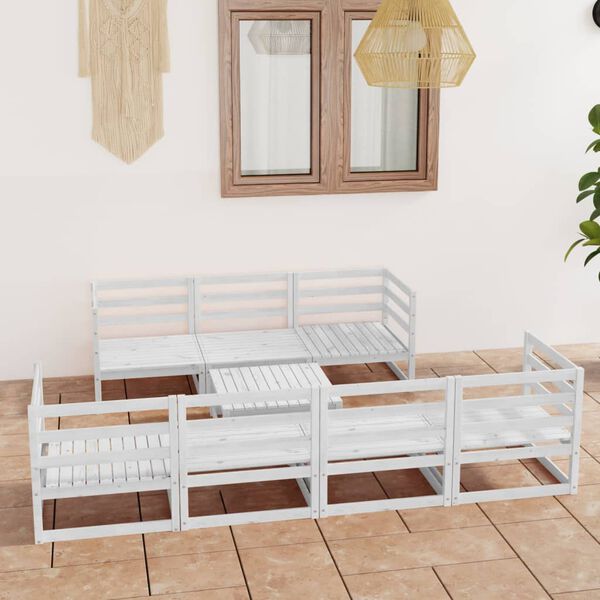 vidaXL 8-tlg. Garten-Lounge-Set Wei&szlig; Massivholz Kiefer