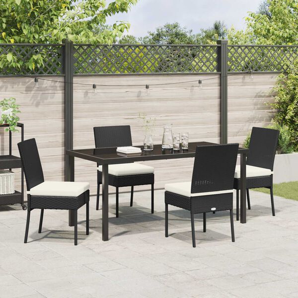 vidaXL Garten Essgruppe 5 pcs Schwarz Pulverbeschichteter Stahl