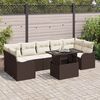 vidaXL Garten-Sofa-Set mit Kissen mit Speicher 8 pcs Braun Poly Rattan