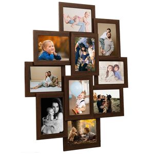 vidaXL Collage Bilderrahmen f&uuml;r 10x(10x15 cm) Fotos Dunkelbraun MDF