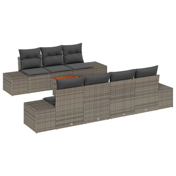 vidaXL Gartensofa-set mit Speicher 8 pcs Grau Poly-Rattan