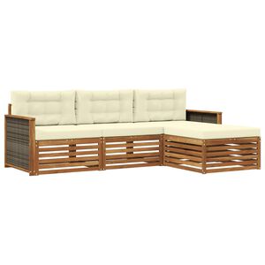 vidaXL Outdoor-Sofagarnitur 4 stk. Natur und Creme