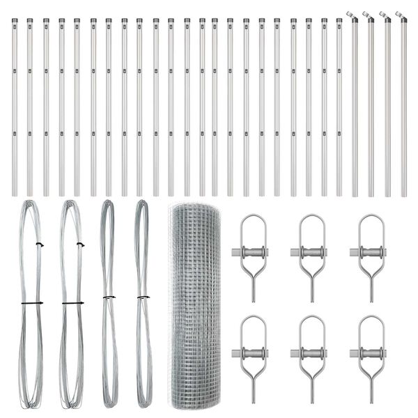 vidaXL Zaunpfosten Silber 50 x 0,6 m (12 x 12 mm Masche) Stahl