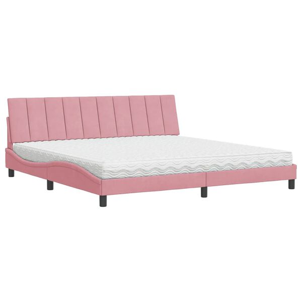 vidaXL Bett mit Matratze "Hanko" Rosa 200x200 cm Samt