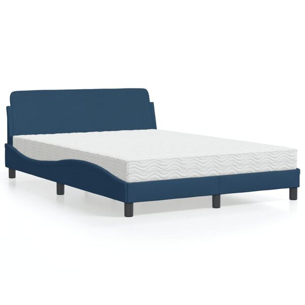 vidaXL Bett mit Matratze "Dover" Blau 140x190 cm Stoff