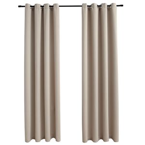 vidaXL Verdunkelungsvorh&auml;nge mit Metall&ouml;sen 2 Stk. Beige 140x225 cm