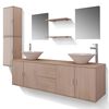 vidaXL 11-tlg. Badm&ouml;bel-Set mit Waschbecken und Wasserhahn Beige