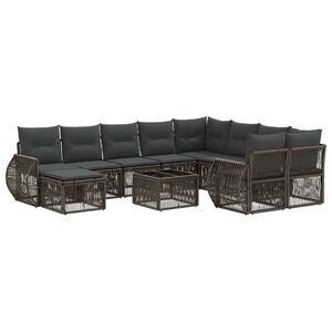 vidaXL Gartensofa-set 11 stk. Grau Poly-Rattan