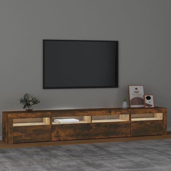 vidaXL TV-Schrank mit LED-Leuchten Räuchereiche 240x35x40 cm