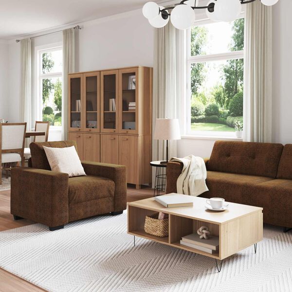 vidaXL Sofa 3 pcs Braun Leinenmischgewebe