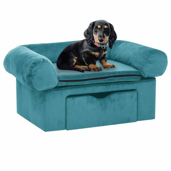 vidaXL Hundesofa mit Speicher T&uuml;rkis 75 x 50 x 38cm Pl&uuml;sch