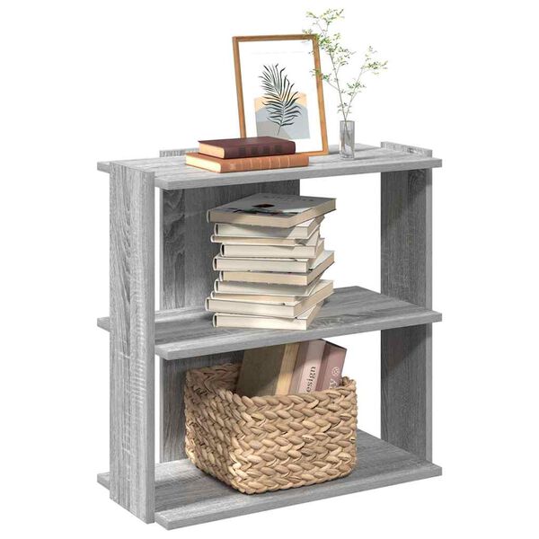 vidaXL B&uuml;cherregal 3 B&ouml;den Grau Sonoma 60x30x60 cm Holzwerkstoff
