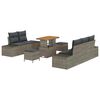 vidaXL Gartensofa-set mit Kissen mit Speicher 8 pcs Grau Poly Rattan