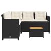 vidaXL Gartensofa in L-Form mit Tisch und Kissen Schwarz Poly Rattan