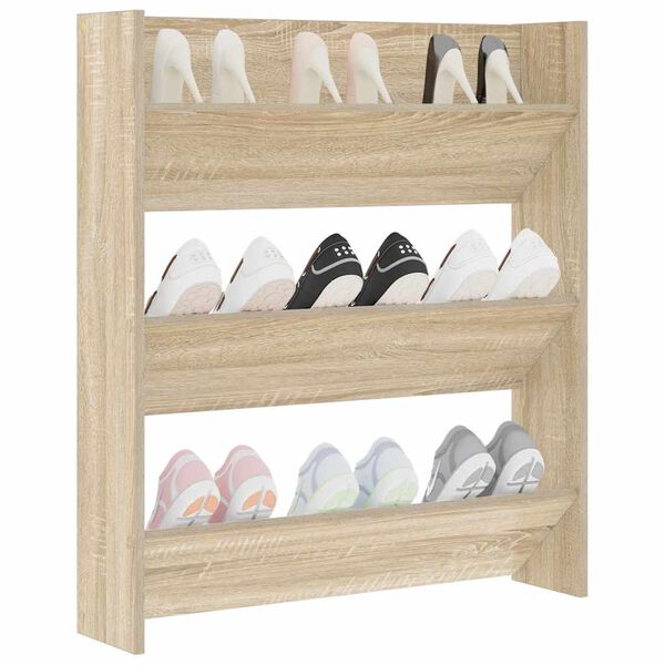 vidaXL Wand-Schuhschrank Sonoma-Eiche 80x18x90 cm Holzwerkstoff