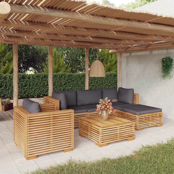 vidaXL 6-tlg. Garten-Lounge-Set mit Kissen Massivholz Teak