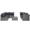 vidaXL 9-tlg. Garten-Lounge-Set mit Kissen Poly Rattan Grau