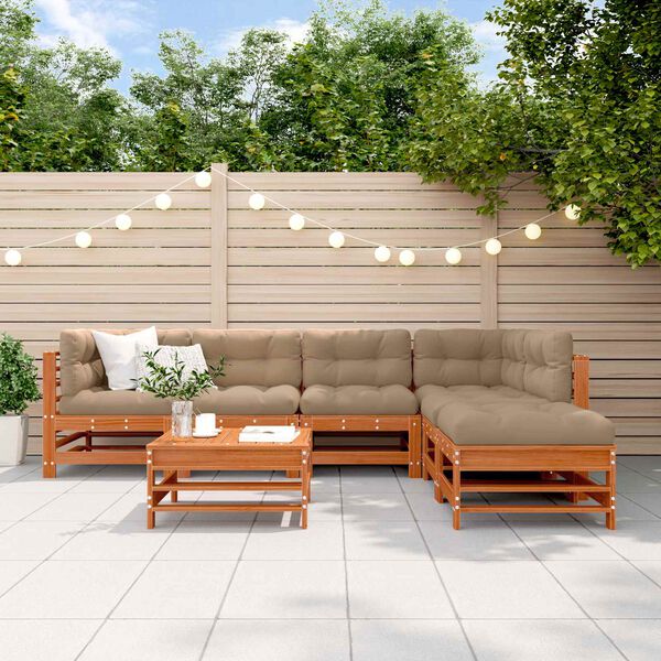 vidaXL Garten-Lounge-Set 7 pcs Wachsbraun Massives Kiefernholz