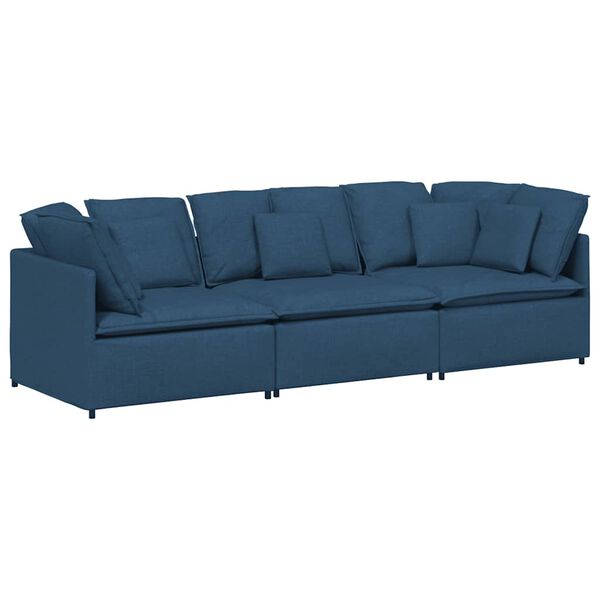 vidaXL Modulares Sofa mit Kissen Stoff Blau