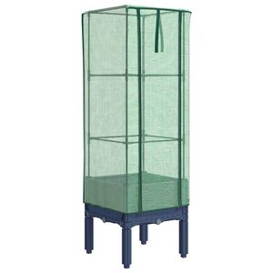 vidaXL Hochbeet mit Gew&auml;chshaus-Aufsatz Rattan-Optik 40x40x140 cm