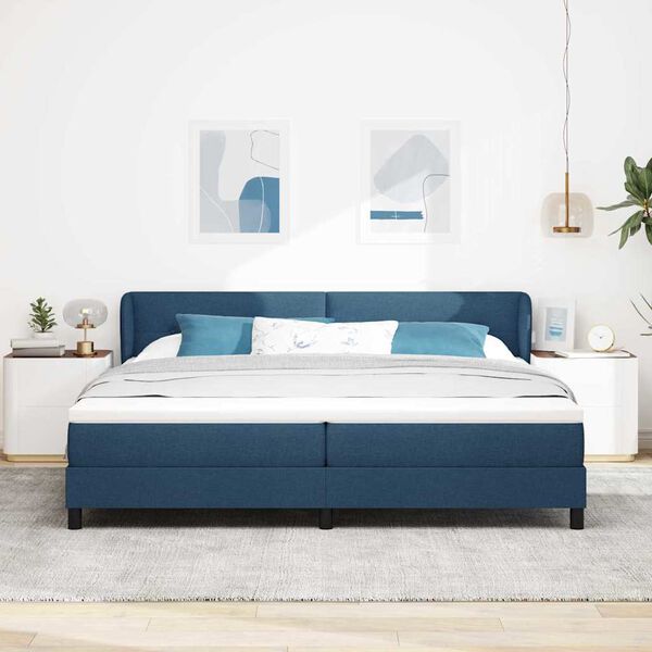 vidaXL Boxspringbett mit Matratze mit Kopfteil Blau 200 x 200 cm Stoff