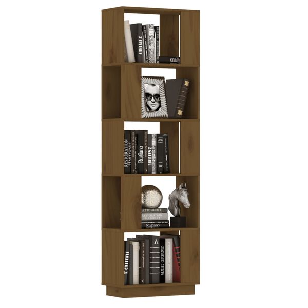 vidaXL Bücherregal/Raumteiler Honigbraun 51x25x163,5 cm Massivholz