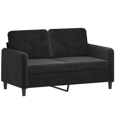 vidaXL 2-Sitzer-Sofa mit Zierkissen Schwarz 120 cm Samt