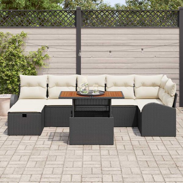 vidaXL Garten-Sofa-Set 8 pcs Schwarz Poly-Rattan