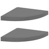 vidaXL Eck-Schweberegale 2 Stk. Hochglanz-Grau 35x35x3,8 cm MDF