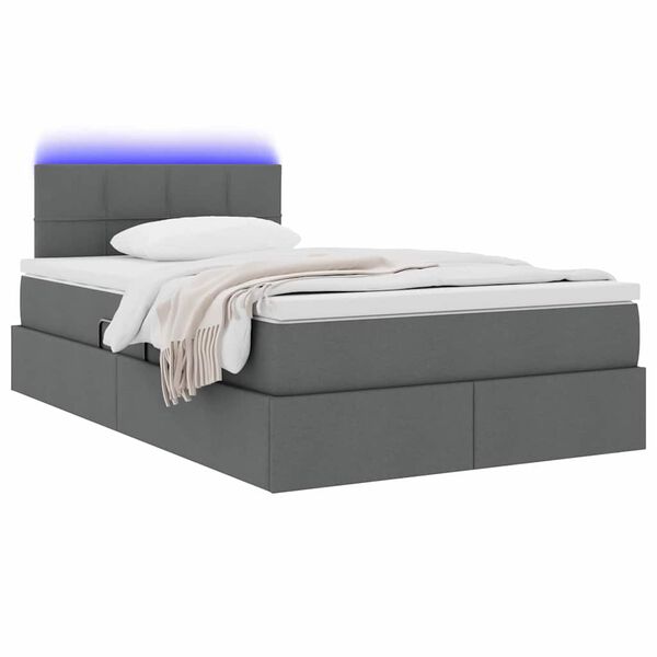 vidaXL Bett mit Stauraum und LED mit LED Dunkelgrau 120 x 200 cm Stoff